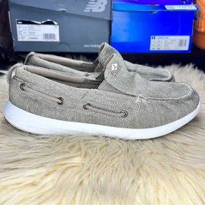 Men’s Sperry Sojourn Slip On Shoes Moc Toe Brown Canvas Casual Sneakers Size 9.5